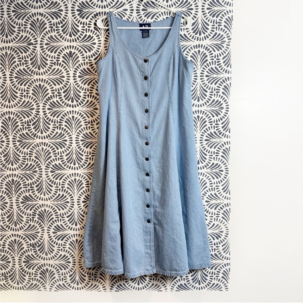 Vintage American Dynasty Cotton Denim Cottagecore Picnic Dress